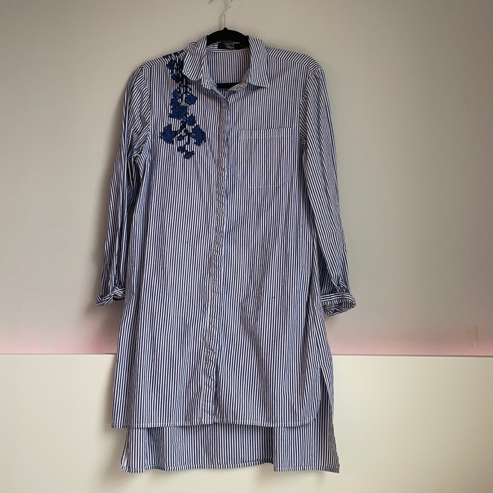 High-Low Striped Long Sleeve Dress